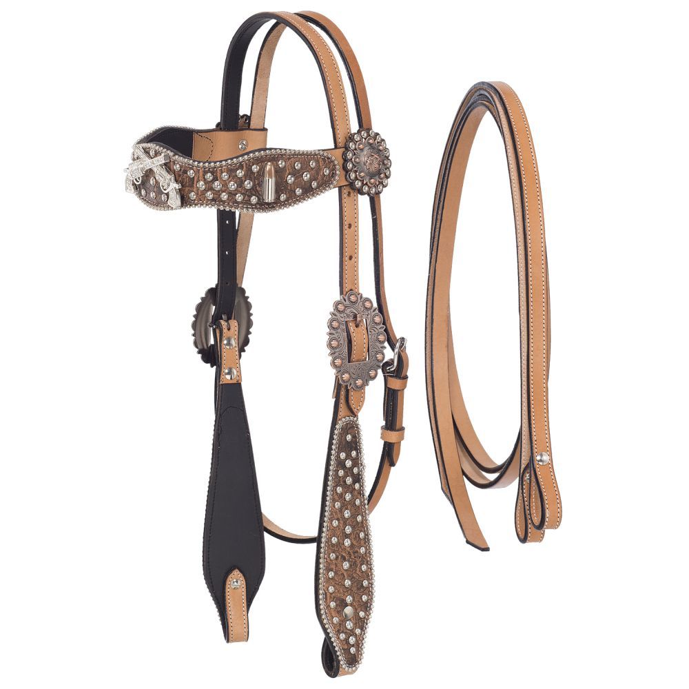 Pistol Annie Shooter Headstall and Reins Set w/ Inlay - Breeches.com