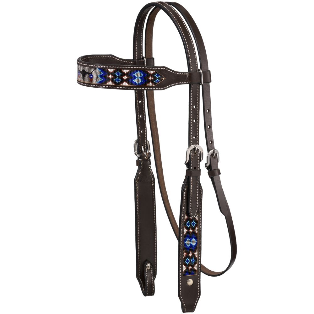 Beaded Longhorn Brow Headstall - Breeches.com