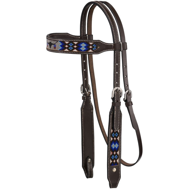 Beaded Longhorn Brow Headstall - Breeches.com