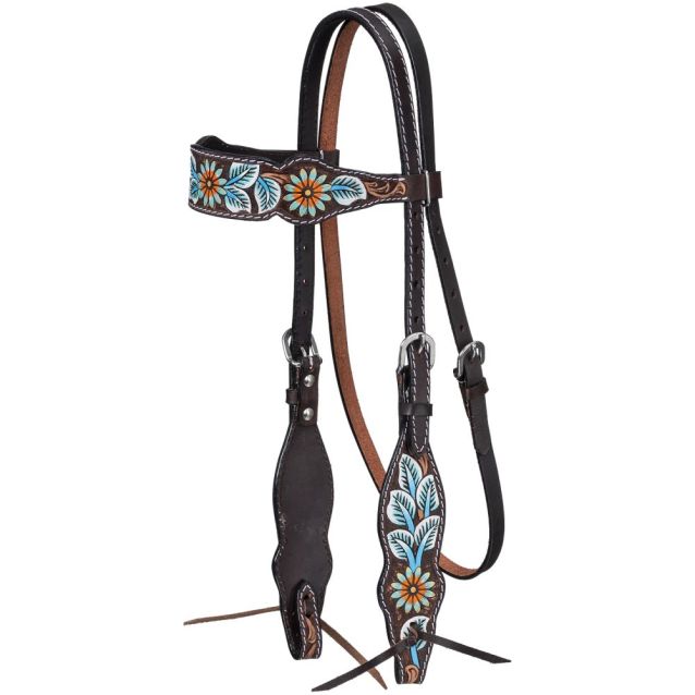 Tough-1 Vintage Floral Brow Headstall - Breeches.com