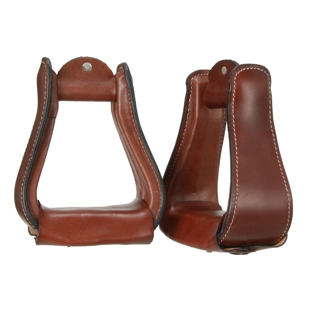 Wide Leather Covered Stirrups - Breeches.com