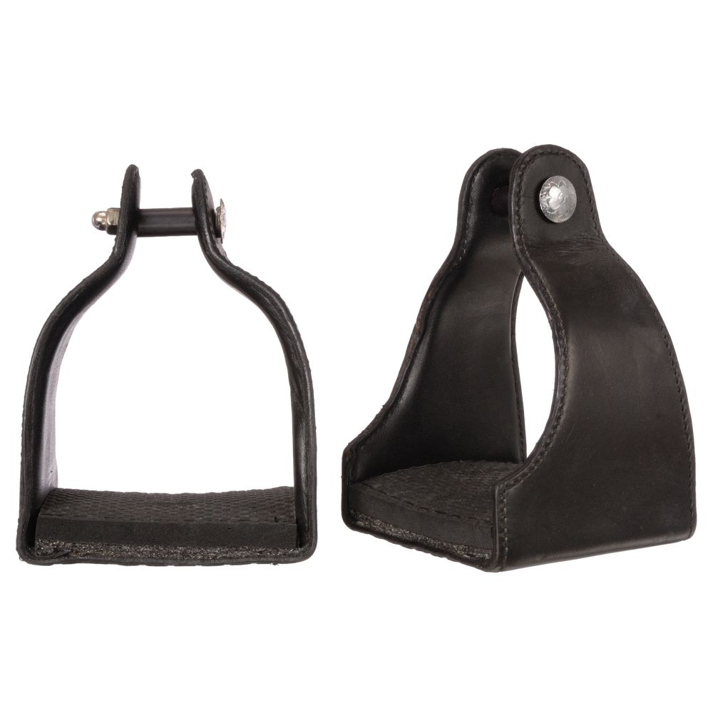 1&quot; Leather Covered Padded Endurance Stirrups with 4 1/2&quot; Tread - Breeches.com