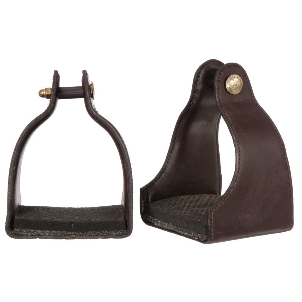 1&quot; Leather Covered Padded Endurance Stirrups with 4 1/2&quot; Tread - Breeches.com