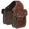 Leather Floral and Oak Leaf Tooled Saddle Bag - Breeches.com