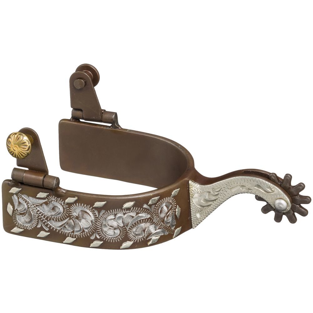 Antique Brown Engraved Buckstitch Spurs - Breeches.com