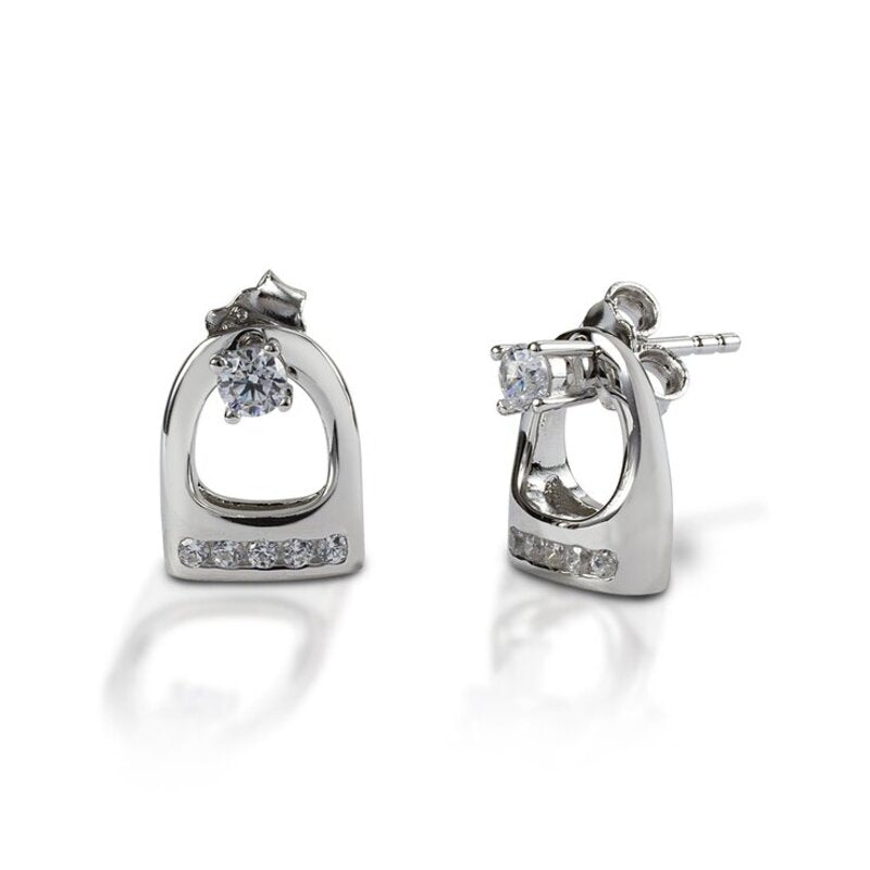 Kelly Herd Stud Earrings With Small English Stirrup Jackets - Sterling Silver
