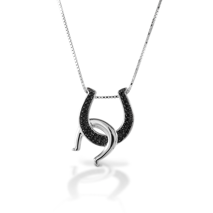 Kelly Herd Black Double Horseshoe Necklace - Sterling Silver