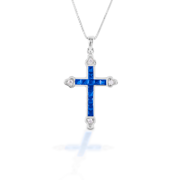 Kelly Herd Blue Cross Necklace - Sterling Silver