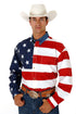 Roper Mens Red White And Blue Stars And Stripes Pieced American Flag Long Sleeve Western Snap Shirt Tall Fit - Breeches.com