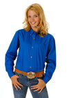 Roper Womens Royal Blue Solid Long Sleeve Western Button Shirt - Breeches.com