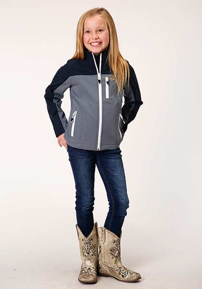 Roper Girls Tech Series Pieced Grey SoftShell Jacket - GREY XS - Breeches.com