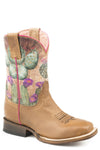 Roper Little Kids Burnish Brown Leather Vamp Boots - Breeches.com