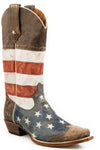 Roper Mens American Flag - Snip Toe Brown Toe Cap Americana - Breeches.com