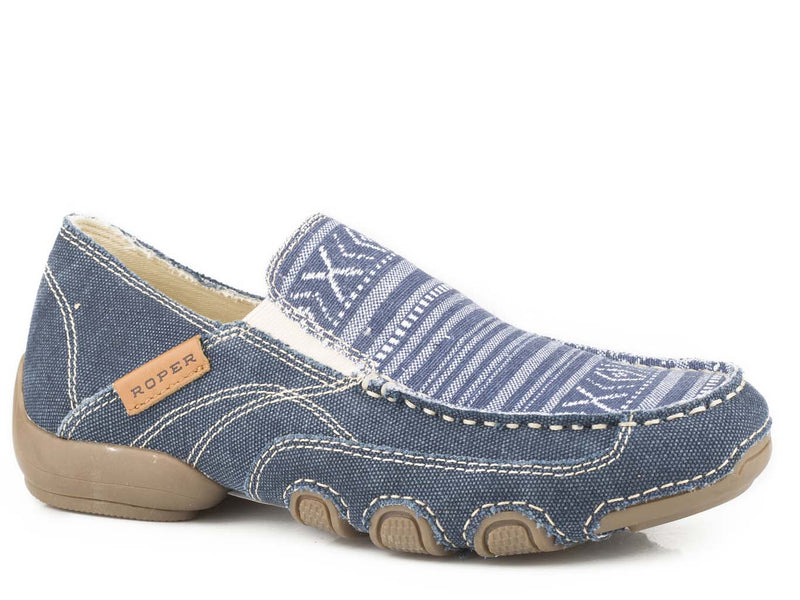 Roper Womens Canvas Vamp With Woven Aztec Casual - Breeches.com