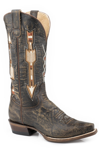 Roper Womens Vintage Brown Leather Vamp & Shaft Boots - Breeches.com