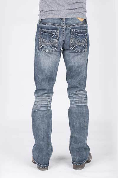 Tin Haul Men's Deep V Back Pocket Jagger Fit Boot Cut Jeans