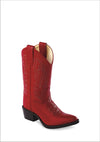 Old West Children's Red Narrow J Toe Boot