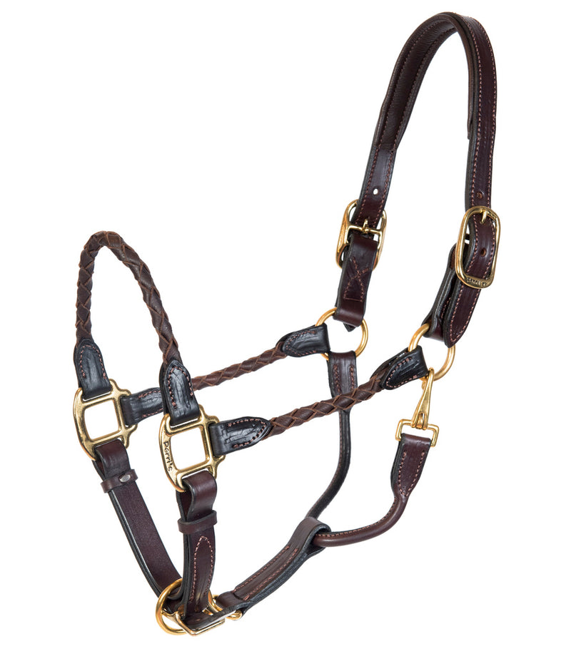 Perri's Leather Horse Braided Leather Halter W Ss - Breeches.com