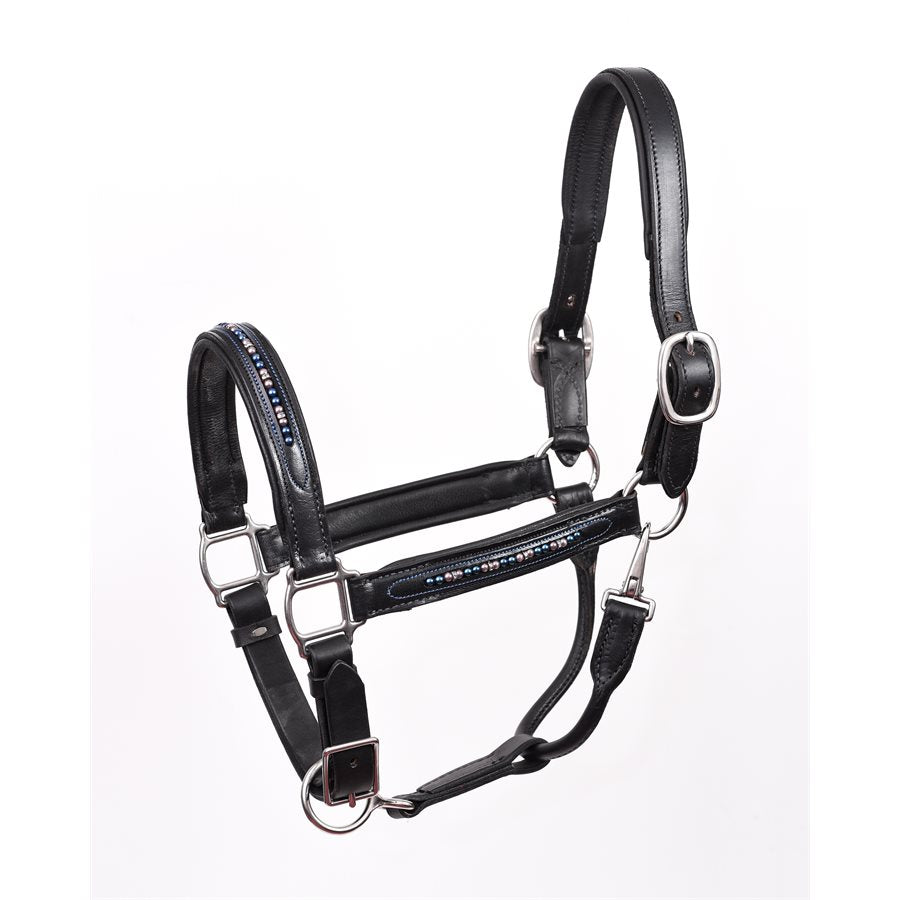 Perri's Leather  Blue  Pearl Bling  Padded Halter W/Stainless - Breeches.com