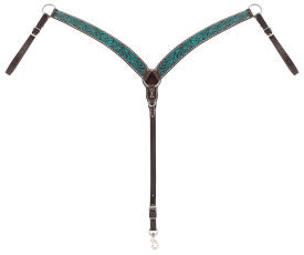 Turquoise Cross Carved Turquoise Flower Contoured Breast collars - Breeches.com